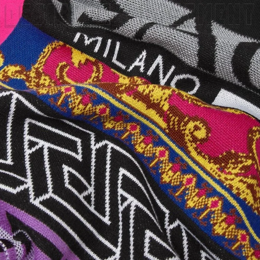 VERSACE Medusa Renaissance Greca Pattern Logo Intarsia wool blend knit scarf NWT - Picture 9 of 10